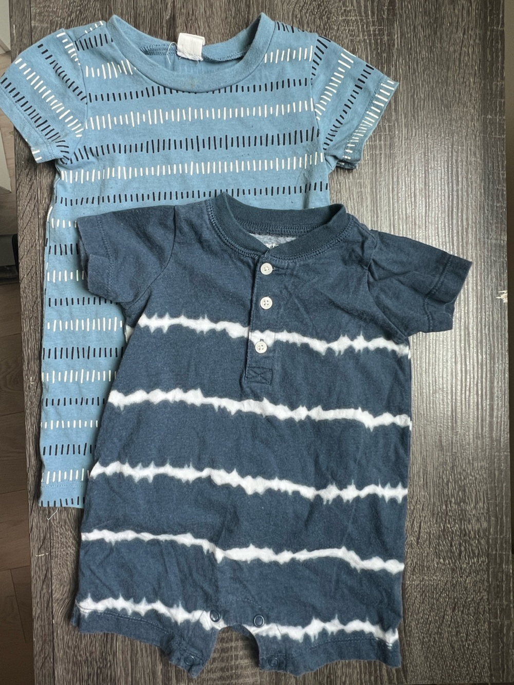 Carter's Blue Tie-Dye & Light Blue Striped Baby Rompers (2-Pack)